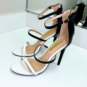 Black and White Strappy Heels